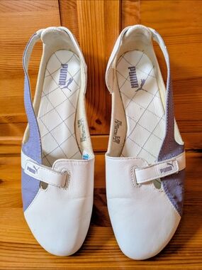 Puma Vintage White and Lavender Mary Jane Slip-On Sneakers